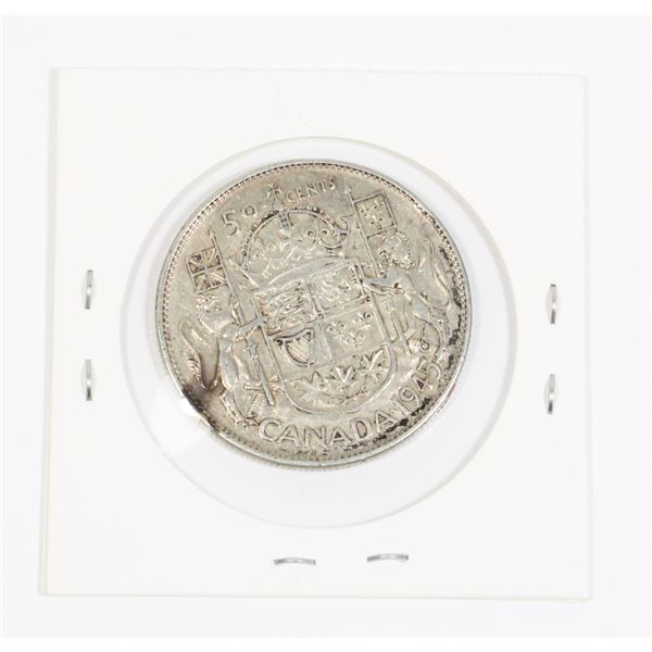 #38 WW2 1945 Canada Fifty Cents Silver Coin