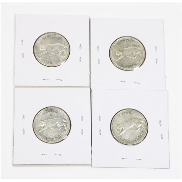#41 1967 25 Cents Canada Silver Coin Lot 4 Bobcat
