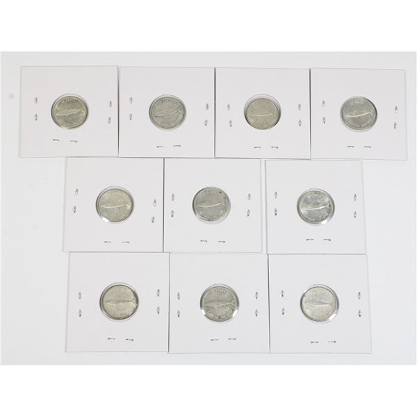 #43 1967 10 Cent Silver Dimes Canada Lot of 10