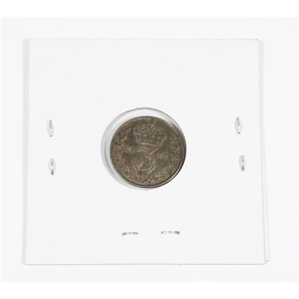 #45 WW1 1917 Three Pence Silver Coin