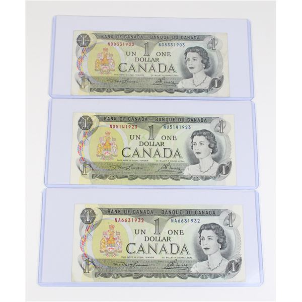 57 1973 Canada $1 One Dollar Bill QEII Lot of 3