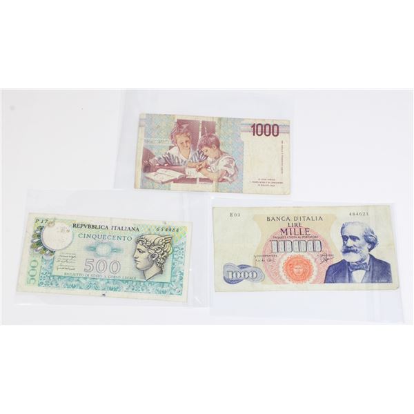 76 Lot of 3 1900's Italian Mille Banknotes