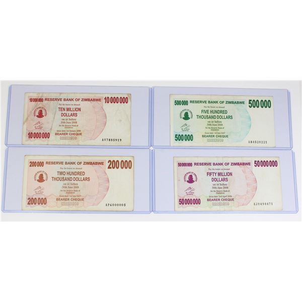 80 Zimbabwe Hyperinflation Dollar Banknotes Lot
