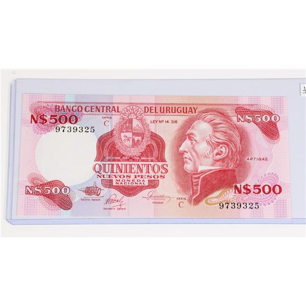 84 Uruguay 1985 500 Nuevos Banknote