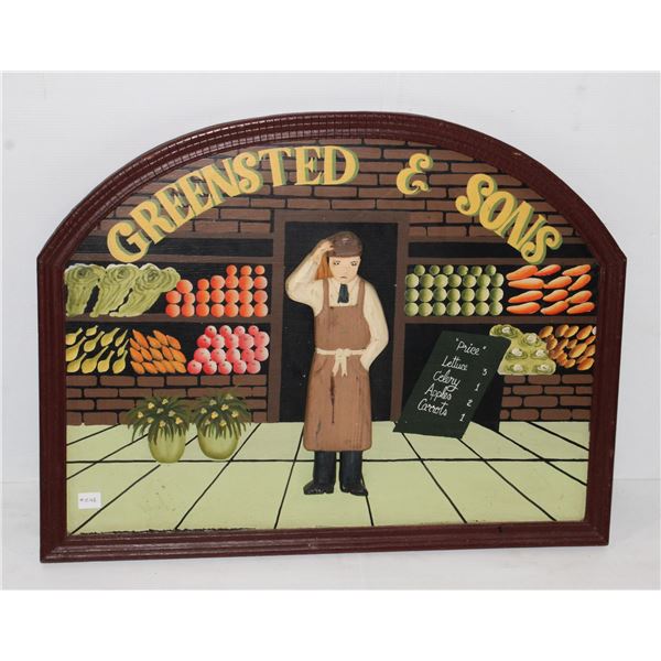 246 1990's Greensted & Sons Wood Grocer Sign