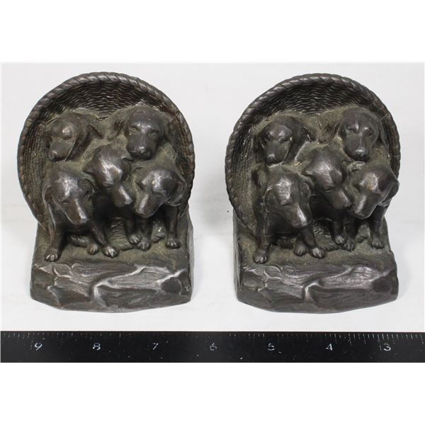 284 Vintage 1900's Puppy Dog Book End Pair