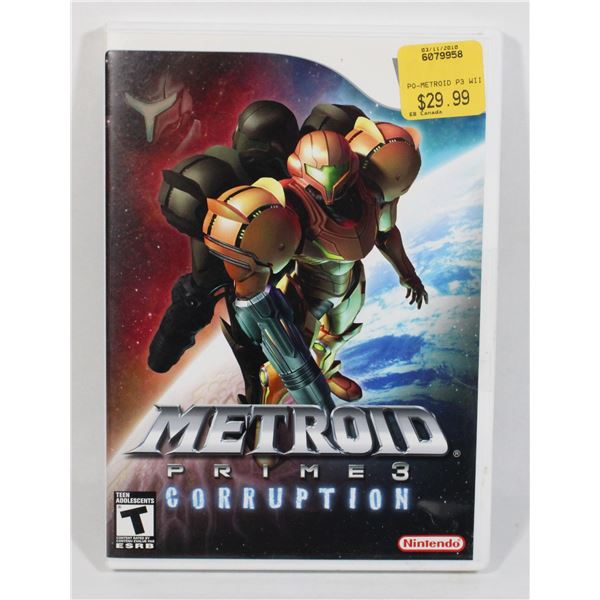 92X Wii Metroid Prime 3 Corruption CIB Game
