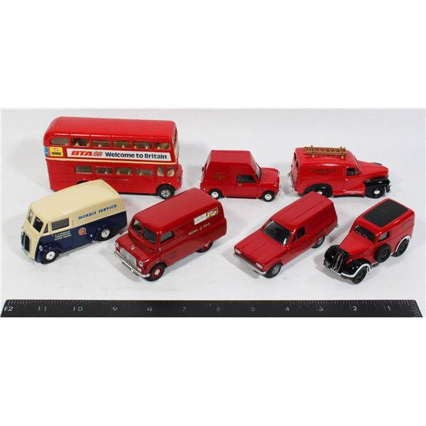 lot of 7 metal toy vehicles