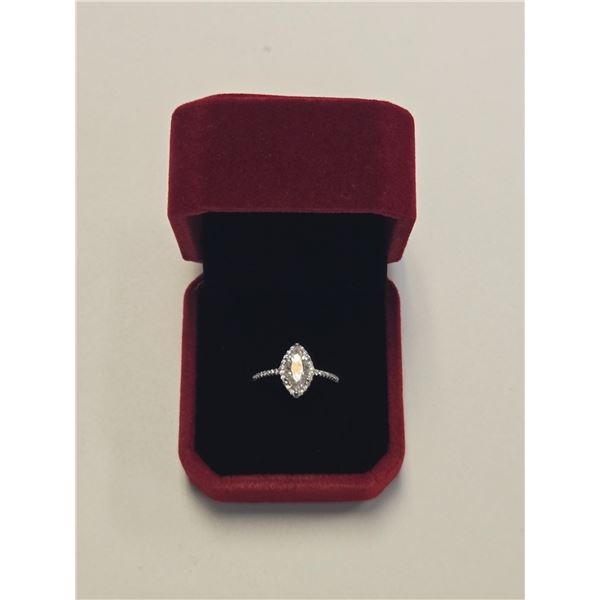 1.00 CT GRA CERTIFIED MARQUISE CUT MOISSANITE STONE VVS D COLOR WITH 40 ROUND BRILLIANT CUT CUBIC ZI