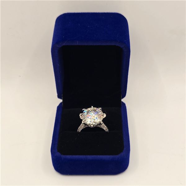 10.00 CT GRA CERTIFIED ROUND BRILLIANT CUT MOISSANITE STONE VVS D COLOR SET IN 8 CLAW HEAD WITH 180 
