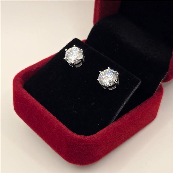 4.00 CT TW GRA CERTIFIED ROUND BRILLIANT CUT MOISSANITE STONES VVS D COLOR SET IN 6 CLAW BASKET HEAD