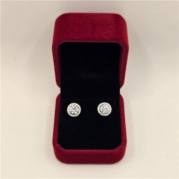 2.00 CT TW GRA CERTIFIED ROUND BRILLIANT CUT MOISSANITE STONE VVS D COLOR WITH 40 ROUND BRILLIANT CU