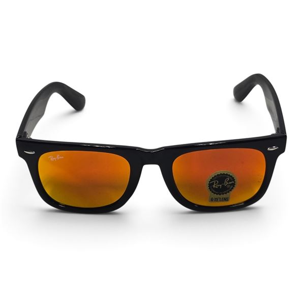 Ray-Ban Matte Black Orange Mirrored Sunglasses
