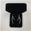 Image 4 : Platinum Plated 54.00mm Marquise Cut Pink Simulated Diamond (CZ) Dangle Earrings