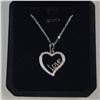 Image 3 : Platinum Plated 26.00mm Simulated Diamond (CZ) Love Heeart Necklace - 16"-18" Long