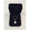 Image 1 : Platinum Plated 3.5ct Cushion Cut simulated Diamond (CZ) Halo Necklace - 16"-18" Long