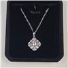 Image 3 : Platinum Plated 3.5ct Cushion Cut simulated Diamond (CZ) Halo Necklace - 16"-18" Long