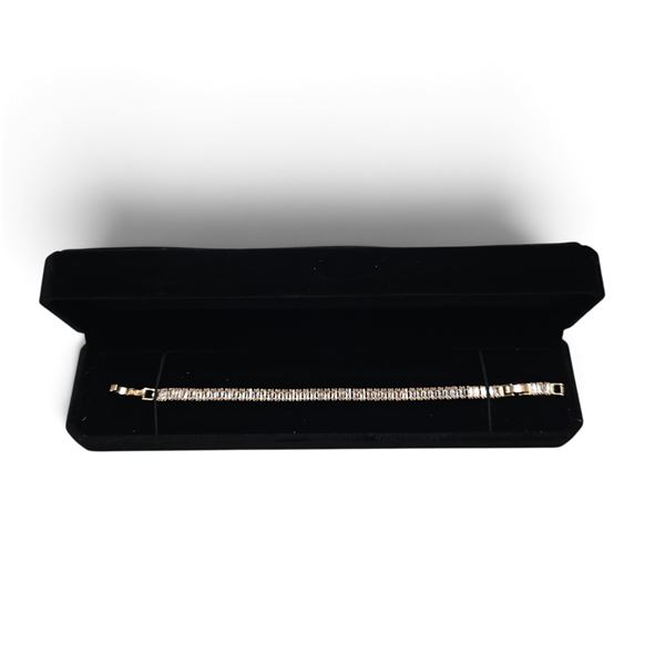 18k Gold Plated 5.00mm Emerald Cut Simulated Diamond (CZ) Tennis Bracelet - Chain 6.75" to 7.75" Lon