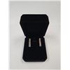 Image 1 : 18K Gold Pleated 5.00mm Emerald Cut Simulated Diamond (CZ) Tassel Earrings 1.25" Long