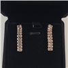 Image 3 : 18K Gold Pleated 5.00mm Emerald Cut Simulated Diamond (CZ) Tassel Earrings 1.25" Long