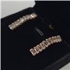 Image 4 : 18K Gold Pleated 5.00mm Emerald Cut Simulated Diamond (CZ) Tassel Earrings 1.25" Long