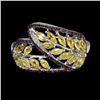 Image 1 : Marquise Cut Untreated Ceylon Yellow Sapphire Ring w/ Rubies & Blue Sapphires in 1'k White Gold Over