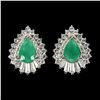 Image 1 : 7X5mm Pear Cut Emerald & CZ Earrings in 14k Yellow Gold over 925 Sterling Silver - R.R.V. $1,000 (No