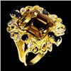 Image 1 : 12X10mm Octagon Cut Citrine, Blue Sapphire & Ruby Ring in 14k White Gold Over 925 Sterling Silver - 