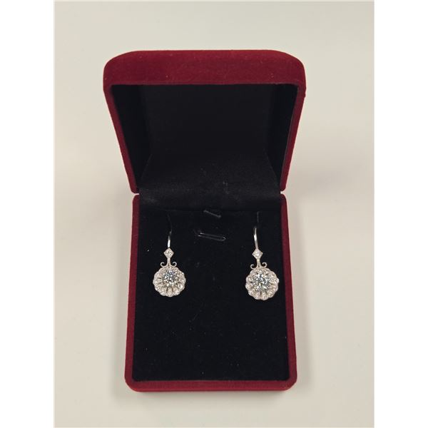 3.70ct Round Cut Moissanites & Zirconium Earrings over 925 Sterling Silver - R.R.V $1,630