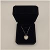 Image 1 : Platinum Plated 20.0mm Simulated Diamond (CZ) Heart Locket Necklace w/ 7.0mm Synthetic Pearl - Chain