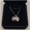 Image 3 : Platinum Plated 20.0mm Simulated Diamond (CZ) Heart Locket Necklace w/ 7.0mm Synthetic Pearl - Chain