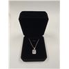 Image 1 : 18K Gold Plated 3.0ct Emerald Cut Simulated (CZ) Halo Necklace - Chain 183 Long