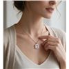 Image 2 : 18K Gold Plated 3.0ct Emerald Cut Simulated (CZ) Halo Necklace - Chain 183 Long