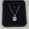 Image 3 : 18K Gold Plated 3.0ct Emerald Cut Simulated (CZ) Halo Necklace - Chain 183 Long