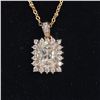 Image 4 : 18K Gold Plated 3.0ct Emerald Cut Simulated (CZ) Halo Necklace - Chain 183 Long
