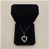 Image 1 : Platinum Plated 2.4ctw Simulated Diamond (CZ) Heart Necklace - Adjustable 16"-18" Long
