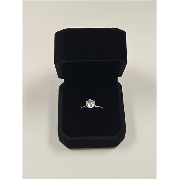 Sterling Silver 1.0ct Simulated Diamond (CZ) Solitaire Ring, Resizable over 925 Sterling Silver w/ W