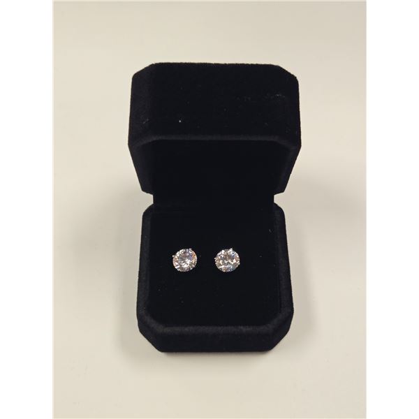 Platinum Plated 2.0ct Each Simulated Diamond (CZ) Stud Earrings
