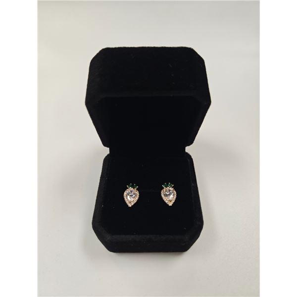 18K Gold Plated 0.8ct Each Pear Cut Simulated Diamond (CZ) Halo Stud Earrings