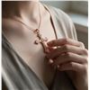Image 2 : 18K Gold Plated 46.00mm Simulated Diamond (CZ) Cross Necklace - Chain 18" Long