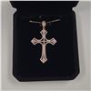 Image 3 : 18K Gold Plated 46.00mm Simulated Diamond (CZ) Cross Necklace - Chain 18" Long