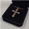 Image 4 : 18K Gold Plated 46.00mm Simulated Diamond (CZ) Cross Necklace - Chain 18" Long