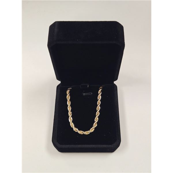 14K Gold Plated 4.0mm Twisted Rope Necklace 23.5" Long