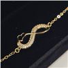 Image 4 : 14K Gold Plated Simulated Diamond ( CZ) Infinity Heart Bracelet - 7"-8" Long
