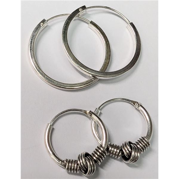 Silver 2 Small Hoop Set Earrings