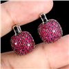 Image 2 : Myanmar (Burma) Diamond Cut Ruby and Black Spinel Earrings in 2-Tone Black Rhodium and 14k White Gol