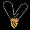 Image 2 : Stunning High Class Yellow Sapphire, Ruby and Emerald Necklace in 14k Yellow Gold Plated 925 Sterlin