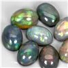 Image 2 : 4.40 ct. Oval Cabochon Black Opal AAA Full Play Of Colour 8 pcs. Lot 7x5 mm Gemstones - Appraised Re