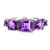Image 1 : Square Cut 7 mm Amethyst Ring in 14k Whie Gold Plated 925 Sterling Silver - Size - 7 - Appraised Rep