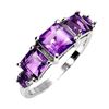Image 2 : Square Cut 7 mm Amethyst Ring in 14k Whie Gold Plated 925 Sterling Silver - Size - 7 - Appraised Rep